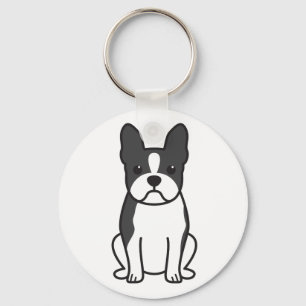 Boston Terrier Hund Tecknad Nyckelring