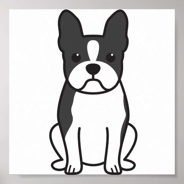 Boston Terrier Hund Tecknad Poster (Framsidan)