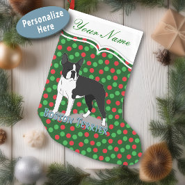 Boston Terrier Hund Teckning Liten Julstrumpa