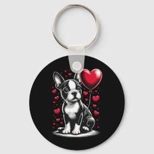 Boston Terrier Hund Valentine Day Hundägare Valen Nyckelring