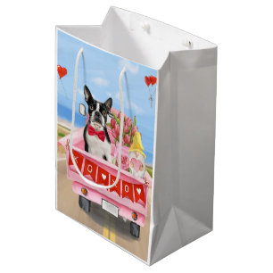 Boston Terrier Hund Valentine Day Lastbil Hearts