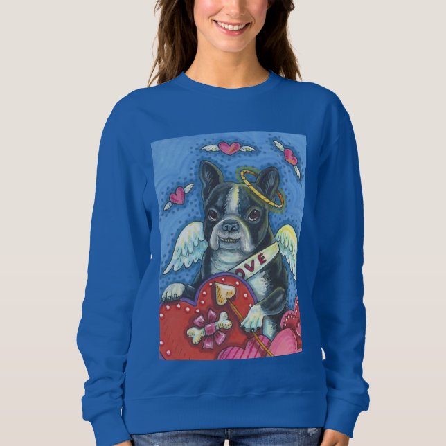 Boston Terrier, HUND VALENTINE SWEATSHIRT Royal Tröja (Framsida)