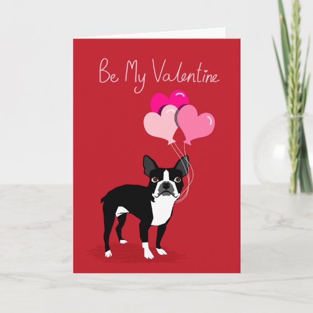 Boston Terrier Hund Valentine's Day-kort Helgkort (Framsida)