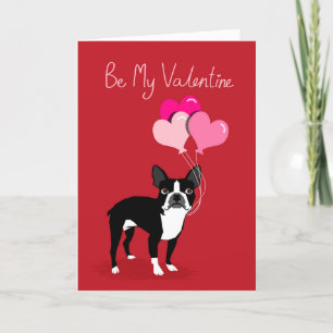 Boston Terrier Hund Valentine's Day-kort Helgkort