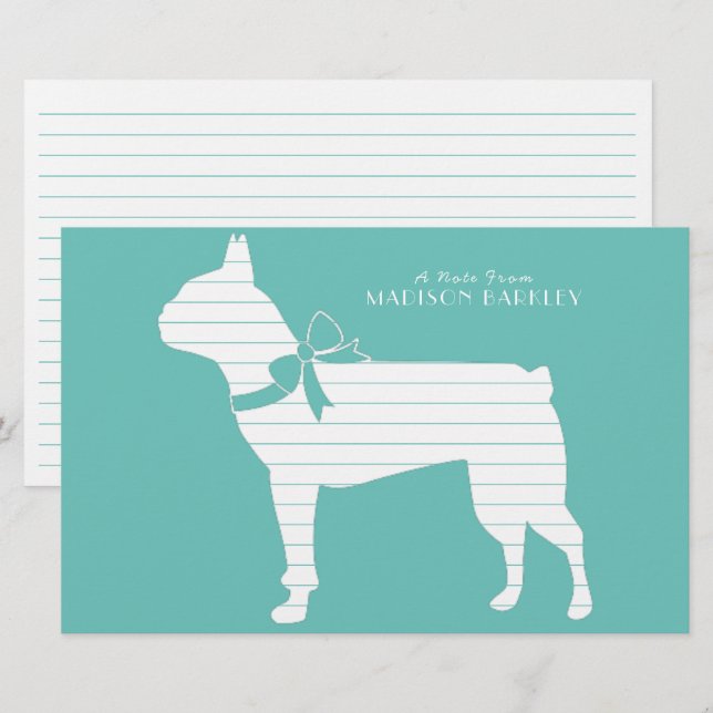 Boston Terrier Hund Valp Brevpapper (Fram/baksida)