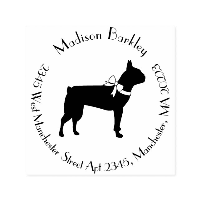 Boston Terrier Hund Valp Självfärgande Stämpel (Design)