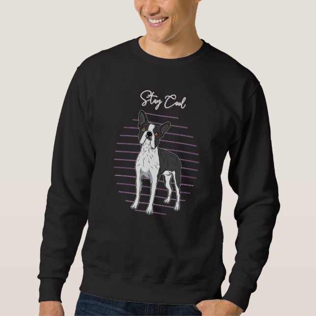 Boston Terrier Hund Vintage 1 Lång Ärmad Tröja (Framsida)