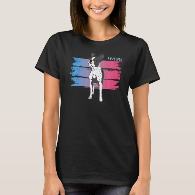 Boston Terrier Hund Vintage 4 T Shirt (Framsida)