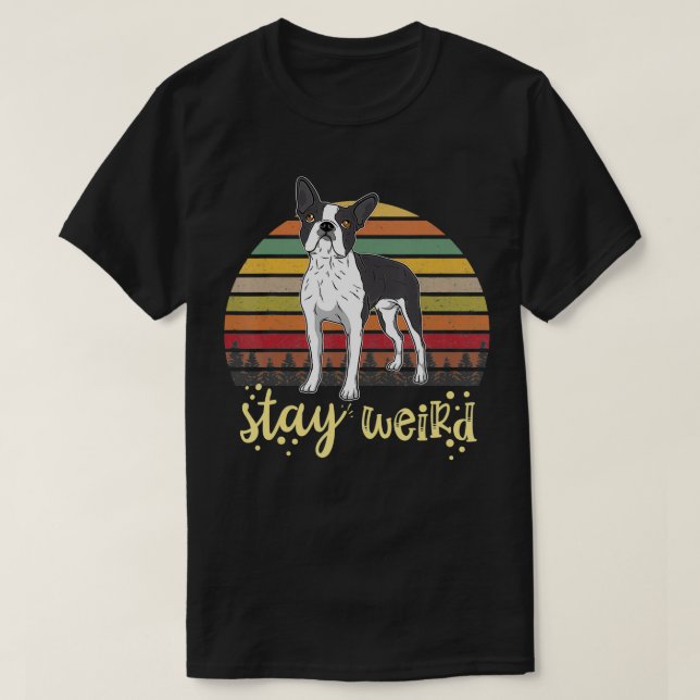 Boston Terrier Hund Vintage T Shirt (Design framsida)