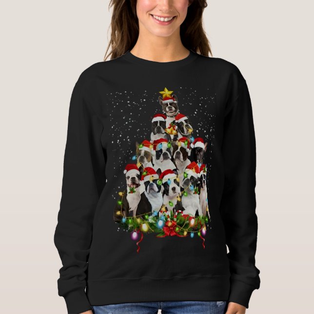 Boston Terrier Hundar Boston Terrier-julfester T Shirt (Framsida)