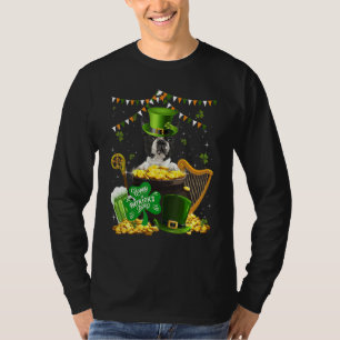 Boston Terrier Hundar Funny Irish Shamrock St Patr T Shirt