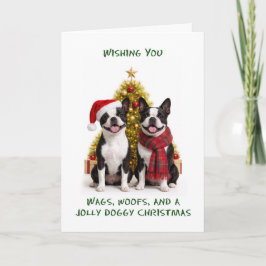Boston Terrier Hundar Jul Helgkort