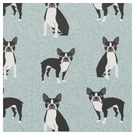 Boston Terrier hundar light blue Tyg