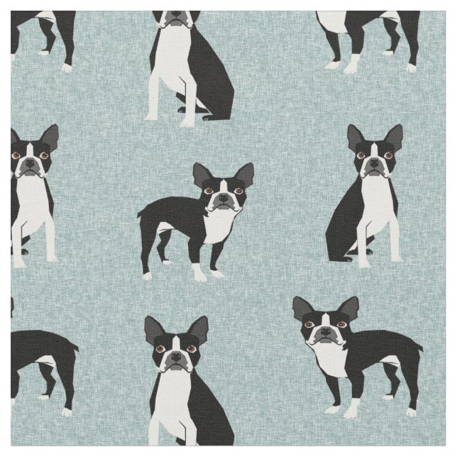 Boston Terrier hundar light blue Tyg (Närbild)