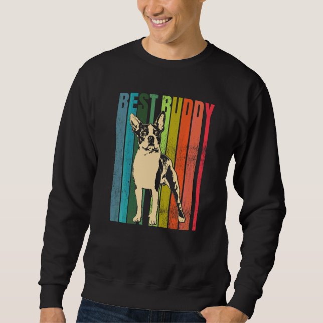 Boston Terrier Hundras  95 Lång Ärmad Tröja (Framsida)