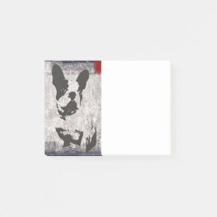 Boston Terrier i Black and White Grunge Post-it Block