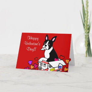 Boston Terrier i boxastecknaden Helgkort
