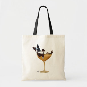 Boston Terrier i Cocktail Glass 2 Tygkasse
