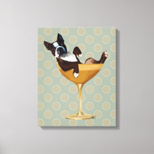 Boston Terrier i Cocktail Glass Canvastryck
