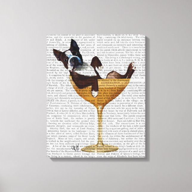 Boston Terrier i Cocktail Glass Canvastryck (Framsida)