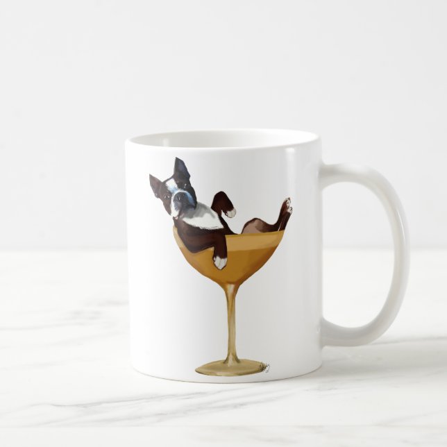 Boston Terrier i Cocktail Glass Kaffemugg (Höger)