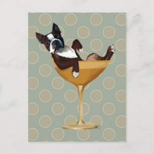 Boston Terrier i Cocktail Glass Vykort