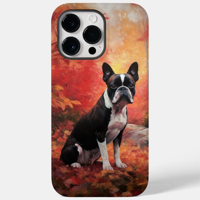 Boston Terrier i Höst löv Fall Inspire (Baksida)
