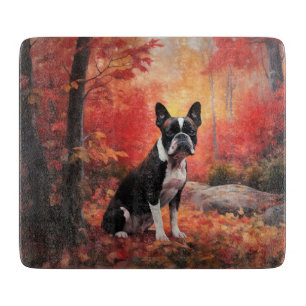 Boston Terrier i Höst löv Fall Inspire