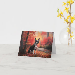 Boston Terrier i Höst löv Fall Inspire Kort