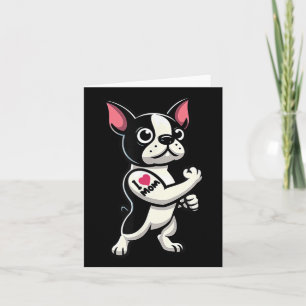 Boston Terrier I Kärlek Mamma Rolig hund Tattoo Kort
