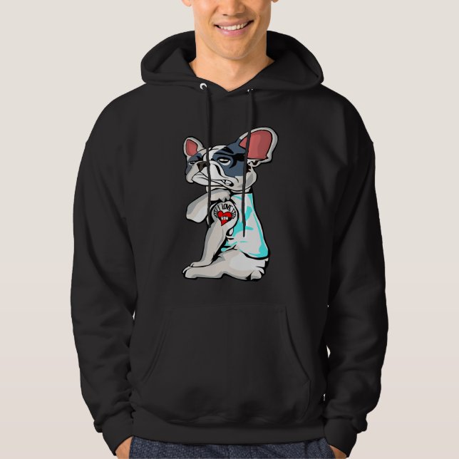 Boston Terrier I Kärlek Mamma Tattoo Hoodie (Framsida)