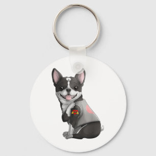 Boston Terrier I Kärlek Mamma Tattoo Hund tröja Mo Nyckelring