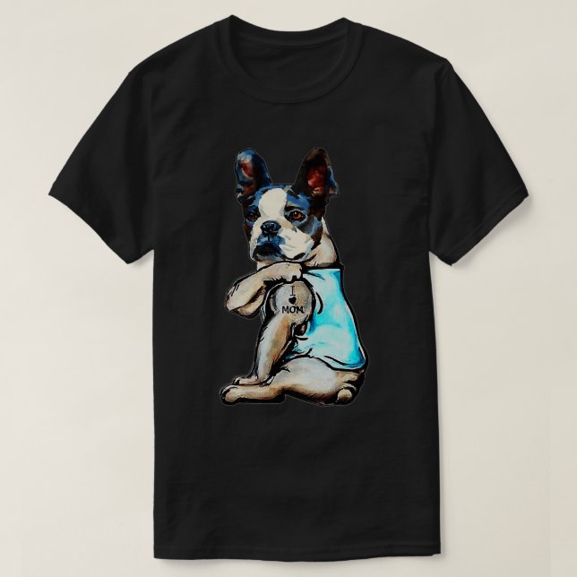 Boston Terrier I Kärlek Mamma Tattoo Mors dag Gift T Shirt (Design framsida)