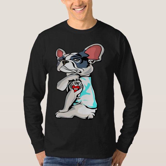 Boston Terrier I Kärlek Mamma Tattoo T Shirt (Framsida)