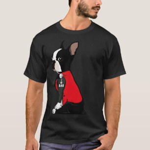 Boston Terrier I Kärlek Pappa Tattoo Funny Boston T Shirt