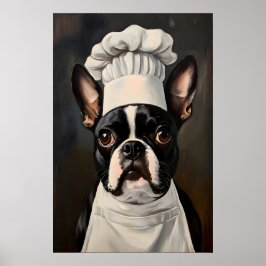 Boston Terrier i kockhatt poster, husdjurskonst Poster