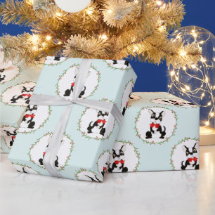 Boston Terrier i Red Bow Tie jul Presentpapper