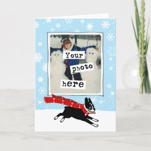 Boston Terrier i Snö Din fotojul Helgkort