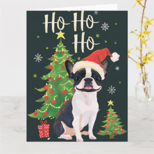 Boston Terrier i Snö jul Kort