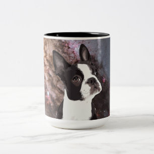 Boston Terrier i utrymme Två-Tonad Mugg