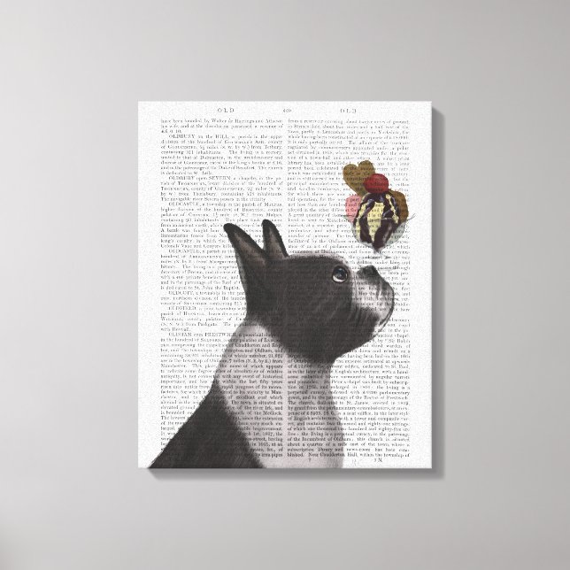 Boston Terrier Ice Cream Canvastryck (Framsida)