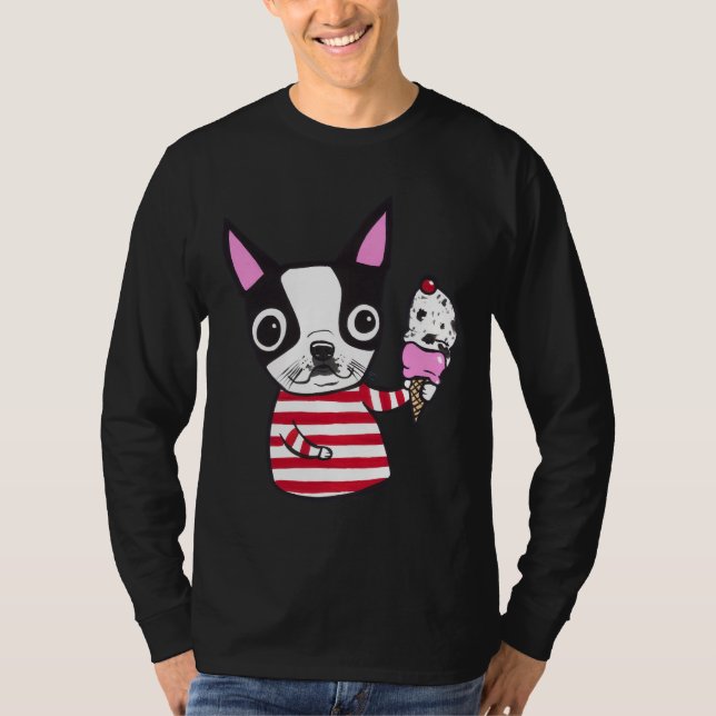 Boston Terrier Ice Cream T Shirt (Framsida)