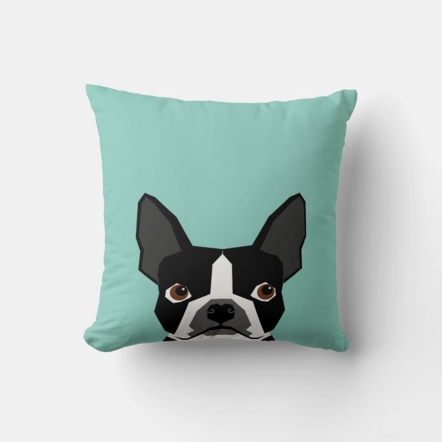Boston Terrier - illustration av Cute hund pet art Kudde (Framsida)