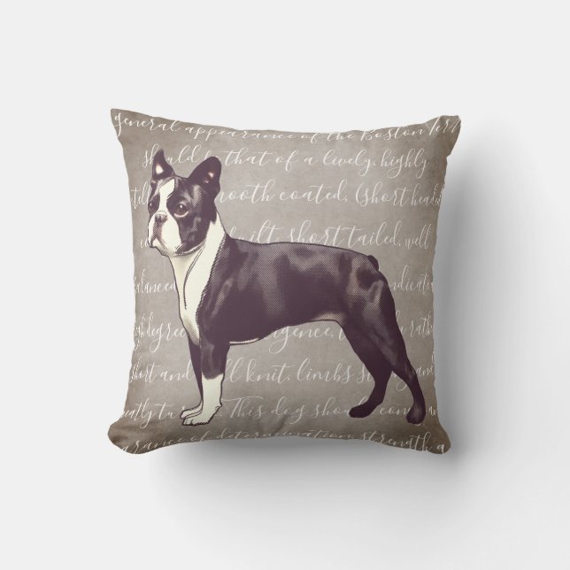 Boston Terrier Illustration Kudd Kudde (Framsida)
