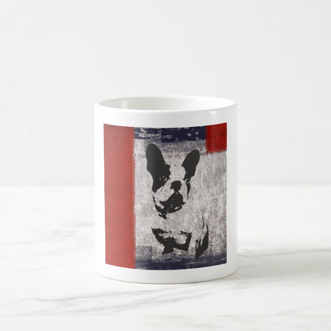 Boston Terrier in Black and White With Red Gräns Kaffemugg (Center)