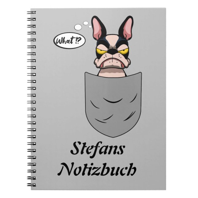 Boston Terrier in Brusttasche, lustig Anteckningsbok (Framsidan)