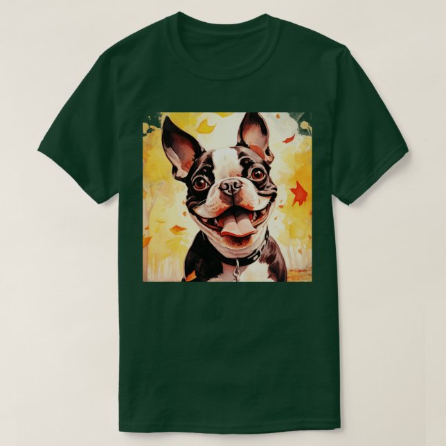 Boston Terrier in Fall T Shirt (Design framsida)