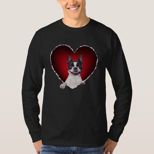 Boston Terrier in Heart Boston Terrier dog T Shirt (Framsida)