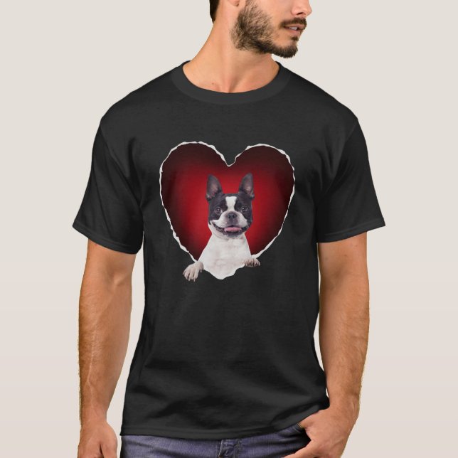 Boston Terrier in Heart Boston Terrier dog T Shirt (Framsida)