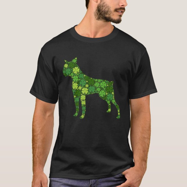 Boston Terrier Irish Green Shamrock C  St Patricks T Shirt (Framsida)